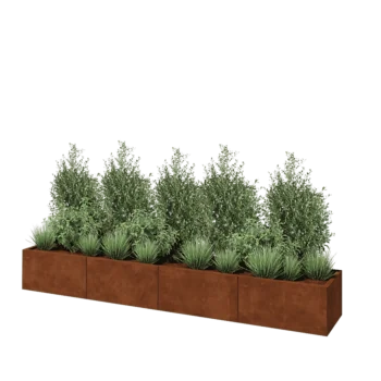 Corten plieno lauko vazonas XXL - Stačiakampis - 320 x 50 x 40 cm - Be dugno plokštės