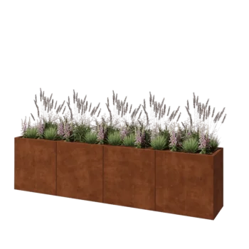 Corten plieno lauko vazonas XXL - Stačiakampis - 320 x 50 x 80 cm - Be dugno plokštės