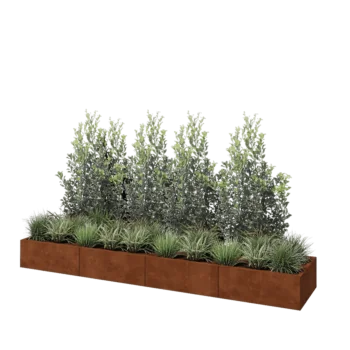 Corten plieno lauko vazonas XXL - Stačiakampis - 320 x 60 x 30 cm - Be dugno plokštės