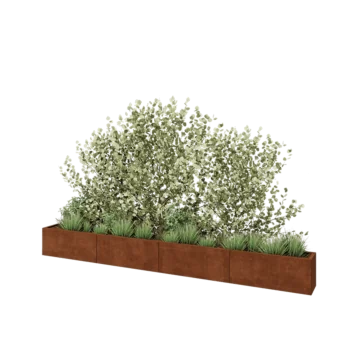 Corten plieno lauko vazonas XXL - Stačiakampis - 400 x 30 x 40 cm - Be dugno plokštės