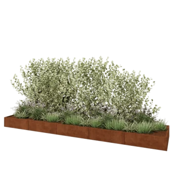 Corten plieno lauko vazonas XXL - Stačiakampis - 500 x 100 x 30 cm - Su dugno plokšte