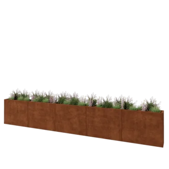 Corten plieno lauko vazonas XXL - Stačiakampis - 500 x 30 x 80 cm - Su dugno plokšte