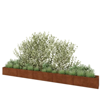 Corten plieno lauko vazonas XXL - Stačiakampis - 500 x 40 x 40 cm - Su dugno plokšte
