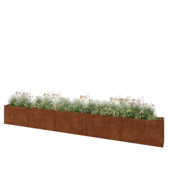 Corten plieno lauko vazonas XXL - Stačiakampis - 500 x 40 x 60 cm - Su dugno plokšte