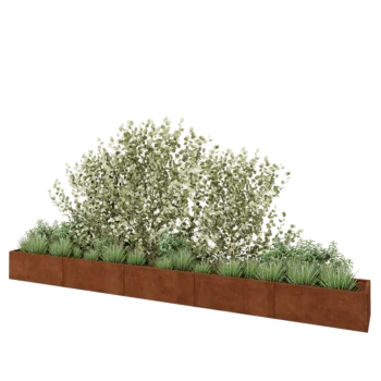 Corten plieno lauko vazonas XXL - Stačiakampis - 500 x 50 x 40 cm - Su dugno plokšte