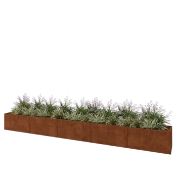 Corten plieno lauko vazonas XXL - Stačiakampis - 500 x 50 x 50 cm - Su dugno plokšte