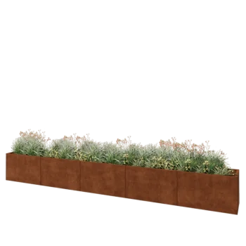 Corten plieno lauko vazonas XXL - Stačiakampis - 500 x 50 x 60 cm - Su dugno plokšte