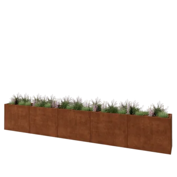 Corten plieno lauko vazonas XXL - Stačiakampis - 500 x 50 x 80 cm - Su dugno plokšte