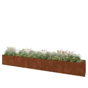 Corten plieno lauko vazonas XXL - Stačiakampis - 500 x 60 x 60 cm - Su dugno plokšte