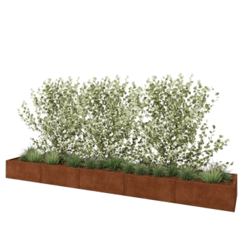 Corten plieno lauko vazonas XXL - Stačiakampis - 500 x 80 x 40 cm - Su dugno plokšte