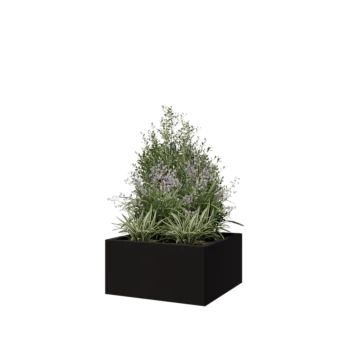 Plieninis lauko vazonas - Kvadratas - 60 x 60 x 30 cm - RAL9005 matinė (juoda) - Su dugno plokšte