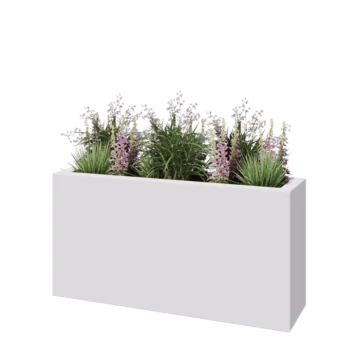 Stiklo pluošto vazonai - Stačiakampis - 120 x 30 x 60 cm - RAL9010 matinis (baltas) - Su dugnu