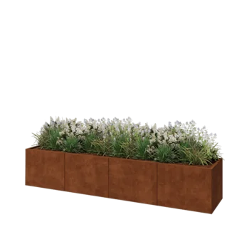 Corten plieno lauko vazonas XXL - Stačiakampis - 320 x 60 x 60 cm - Su dugno plokšte