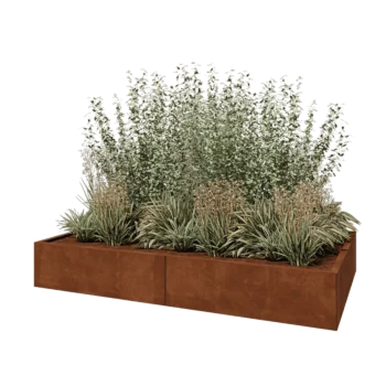Corten plieno lauko vazonas XXL - Stačiakampis - 200 x 120 x 30 cm - Be dugno plokštės