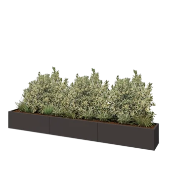 Plieninis lauko vazonas XXL - Stačiakampis - 360 x 40 x 40 cm - RAL7016 matinė (antracito pilka) - Su dugno plokšte