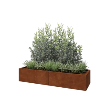Corten plieno lauko vazonas XXL - Stačiakampis - 160 x 50 x 30 cm - Be dugno plokštės