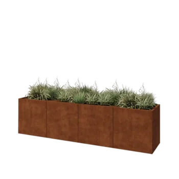 Corten plieno lauko vazonas XXL - Stačiakampis - 320 x 60 x 80 cm - Su dugno plokšte