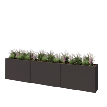 Plieninis lauko vazonas XXL - Stačiakampis - 360 x 40 x 80 cm - RAL7016 matinė (antracito pilka) - Be dugno plokštės