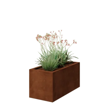 Corten plieno lauko vazonas - Stačiakampis - 100 x 50 x 50 cm - Suvirintas - Su dugno plokšte