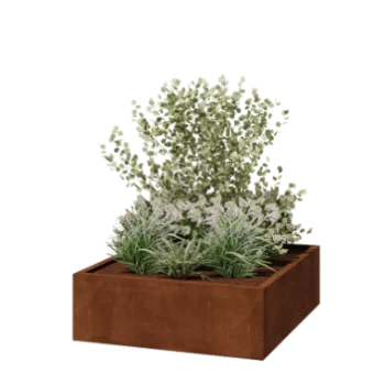 Corten plieno lauko vazonas - Kvadratas - 120 x 120 x 40 cm - Suvirintas - Be dugno plokštės