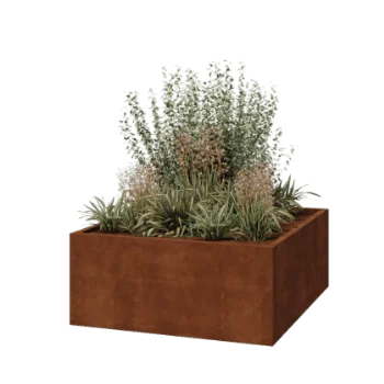 Corten plieno lauko vazonas - Kvadratas - 140 x 140 x 60 cm - Suvirintas - Be dugno plokštės