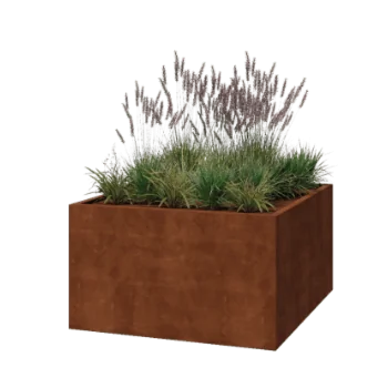 Corten plieno lauko vazonas - Kvadratas - 140 x 140 x 80 cm - Suvirintas - Be dugno plokštės