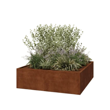 Corten plieno lauko vazonas - Kvadratas - 200 x 200 x 60 cm - Suvirintas - Be dugno plokštės