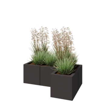 Plieninis lauko vazonas - L-forma - 90 x 60 x 30 cm - kita RAL spalva - Be dugno plokštės