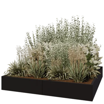 Plieninis lauko vazonas XXL - Kvadratas - 200 x 200 x 30 cm - RAL9005 matinė (juoda) - Be dugno plokštės