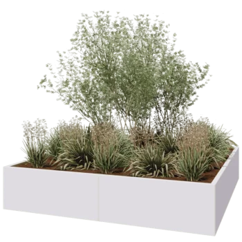 Plieninis lauko vazonas XXL - Kvadratas - 200 x 200 x 40 cm - RAL9010 matinė (balta) - Be dugno plokštės