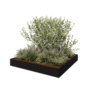 Plieninis lauko vazonas XXL - Kvadratas - 240 x 240 x 30 cm - RAL9005 matinė (juoda) - Be dugno plokštės