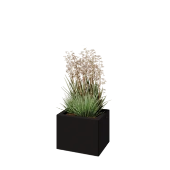 Plieninis lauko vazonas - Stačiakampis - 40 x 30 x 30 cm - RAL9005 matinė (juoda) - Su dugno plokšte