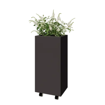 Plieninis lauko vazonas - Stačiakampis - 40 x 30 x 80 cm - kita RAL spalva - Su dugno plokšte - Su ratais