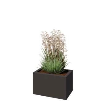 Plieninis lauko vazonas - Stačiakampis - 50 x 30 x 30 cm - kita RAL spalva - Su dugno plokšte