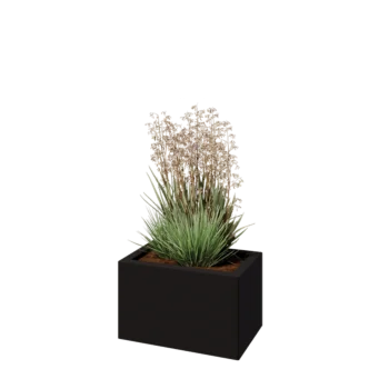 Plieninis lauko vazonas - Stačiakampis - 50 x 30 x 30 cm - RAL9005 matinė (juoda) - Su dugno plokšte