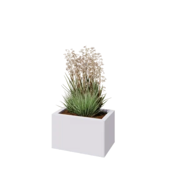 Plieninis lauko vazonas - Stačiakampis - 50 x 30 x 30 cm - RAL9010 matinė (balta) - Be dugno plokštės
