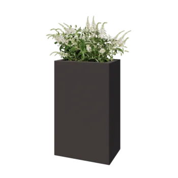 Plieninis lauko vazonas - Stačiakampis - 50 x 30 x 80 cm - RAL7016 matinė (antracito pilka) - Su dugno plokšte