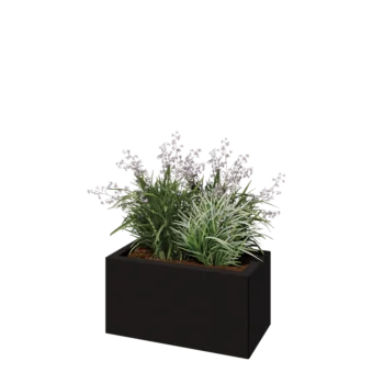 Plieninis lauko vazonas - Stačiakampis - 60 x 30 x 30 cm - RAL9005 matinė (juoda) - Be dugno plokštės