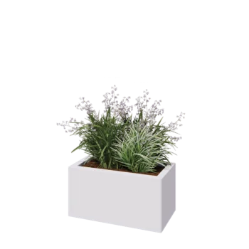 Plieninis lauko vazonas - Stačiakampis - 60 x 30 x 30 cm - RAL9010 matinė (balta) - Su dugno plokšte