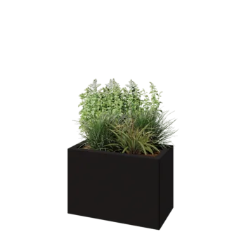 Plieninis lauko vazonas - Stačiakampis - 60 x 30 x 40 cm - RAL9005 matinė (juoda) - Be dugno plokštės