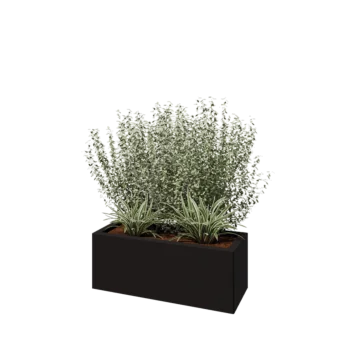 Plieninis lauko vazonas - Stačiakampis - 80 x 30 x 30 cm - RAL9005 matinė (juoda) - Be dugno plokštės