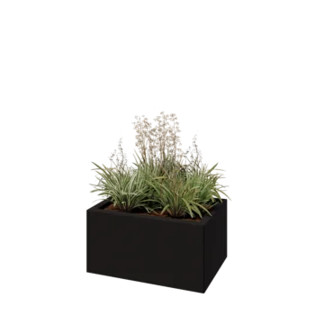 Plieninis lauko vazonas - Stačiakampis - 60 x 40 x 30 cm - RAL9005 matinė (juoda) - Be dugno plokštės