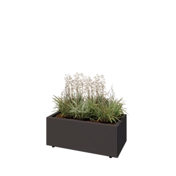 Plieninis lauko vazonas - Stačiakampis - 80 x 40 x 30 cm - kita RAL spalva - Su dugno plokšte - Su kojomis