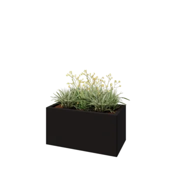 Plieninis lauko vazonas - Stačiakampis - 80 x 40 x 40 cm - RAL9005 matinė (juoda) - Be dugno plokštės