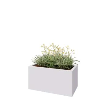 Plieninis lauko vazonas - Stačiakampis - 80 x 40 x 40 cm - RAL9010 matinė (balta) - Su dugno plokšte