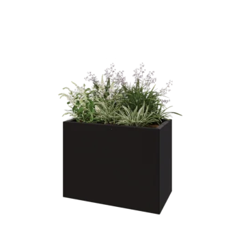 Plieninis lauko vazonas - Stačiakampis - 80 x 40 x 60 cm - RAL9005 matinė (juoda) - Be dugno plokštės