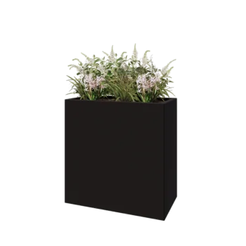 Plieninis lauko vazonas - Stačiakampis - 80 x 40 x 80 cm - RAL9005 matinė (juoda) - Be dugno plokštės