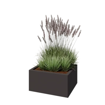 Plieninis lauko vazonas - Stačiakampis - 60 x 50 x 30 cm - kita RAL spalva - Su dugno plokšte