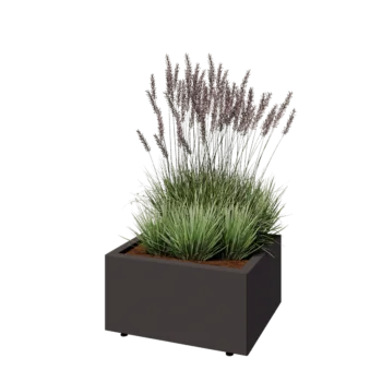 Plieninis lauko vazonas - Stačiakampis - 60 x 50 x 30 cm - kita RAL spalva - Su dugno plokšte - Su kojomis