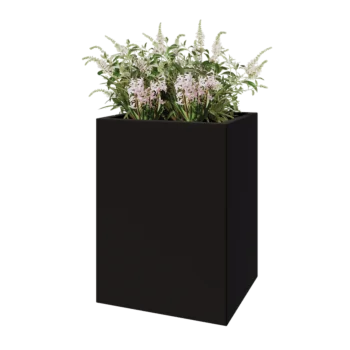 Plieninis lauko vazonas - Stačiakampis - 60 x 50 x 80 cm - RAL9005 matinė (juoda) - Su dugno plokšte